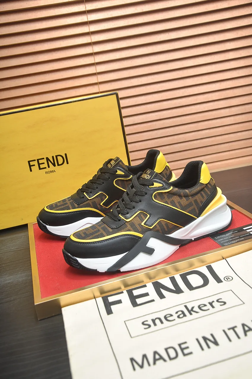 Men's shoes 💰600💶 [Fendi] The latest casual sports shoes 🔥 Many 💑 stars have the same style FD match. The original version is a one-to-one replica. Designer Kim Jones's first fendi match and Donkey brand Trainer basketball sneakers. Material: Original silk mesh. Lining: Breathable mesh. Packaging: Original 1:1 matching high-end packaging. Size: 38-45 (45 is custom-made and cannot be returned or exchanged)